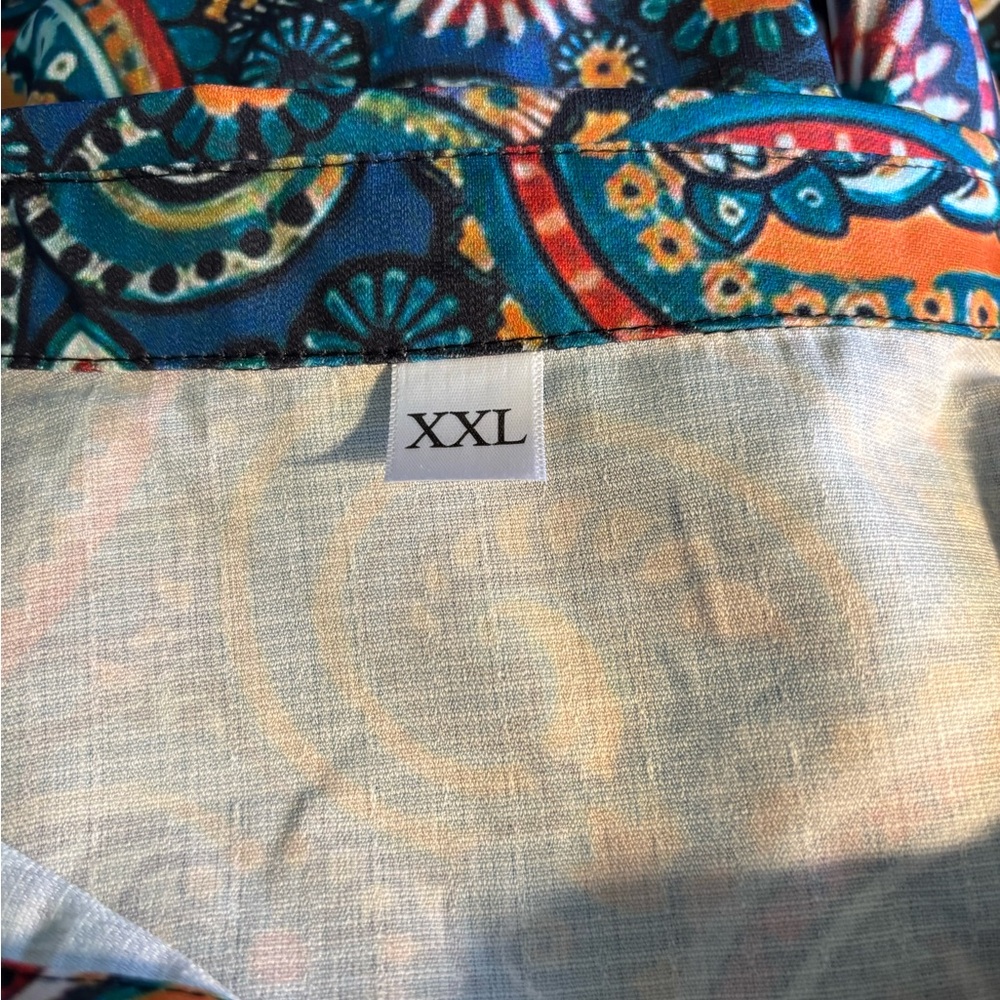 123. Amazon Women’s Paisley Bohemian LS Shirt Button-down Tunic, Size XXL - Picture 8 of 9